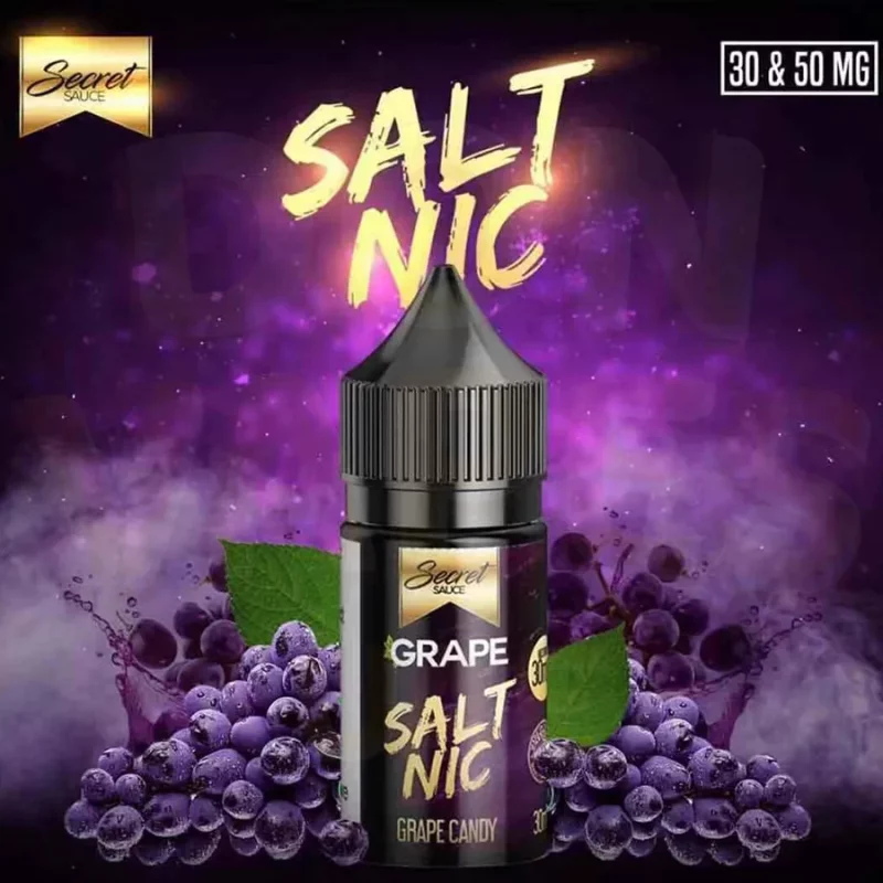 Grape SaltNic E-Liquid: Immerse yourself in the sweet and tangy flavor of juicy grapes with every vape