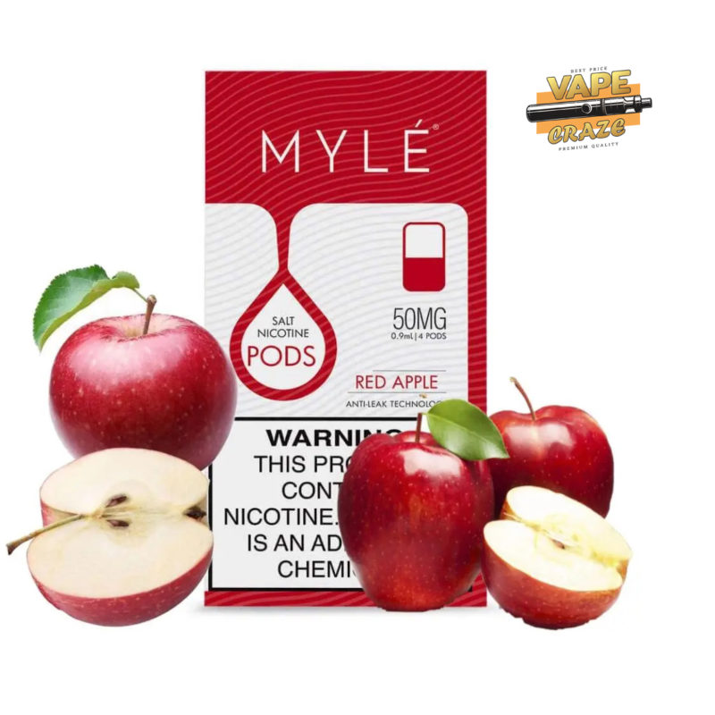 MYLE Pod V4 Red Apple: A burst of orchard-fresh apple goodness in every puff.